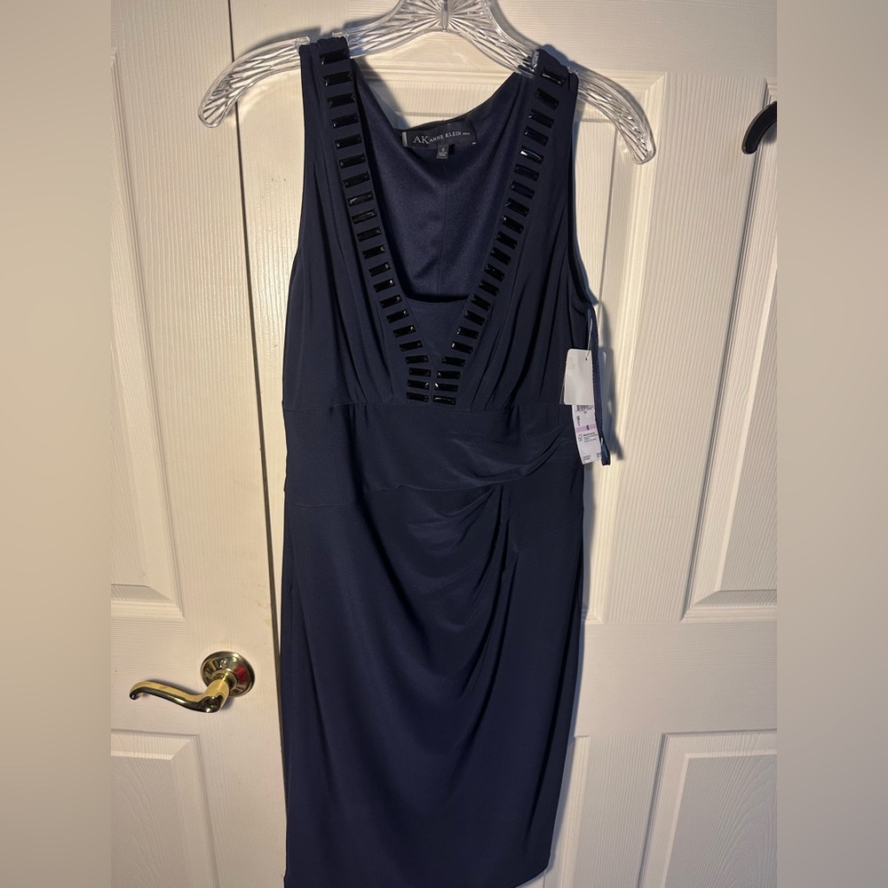 Anne Klein Blue Pleated Midi Dress